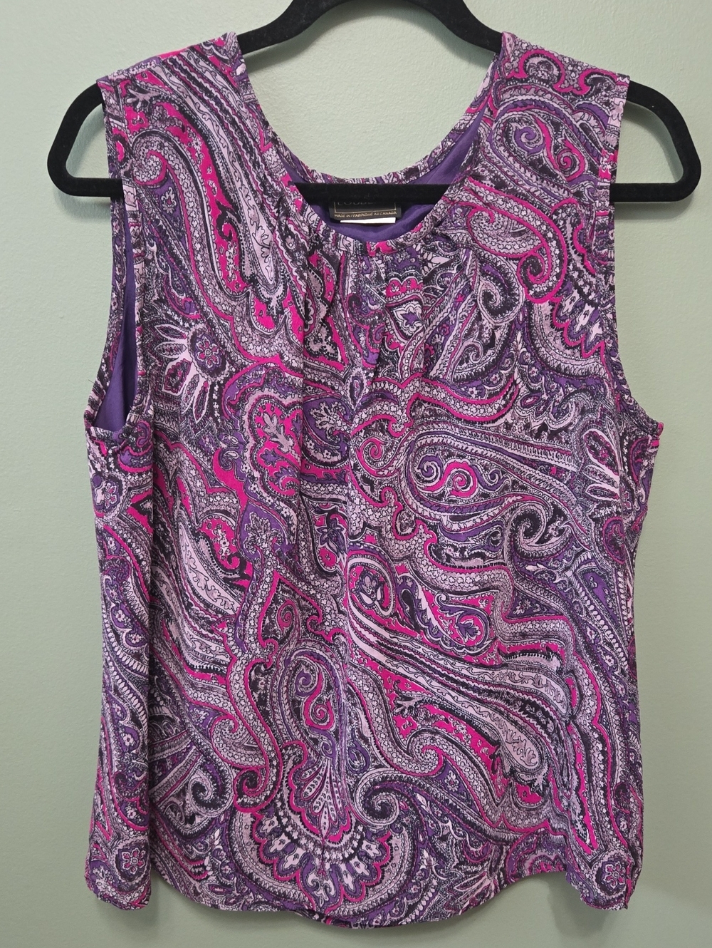 Sleeveless Paisley Print Top in Purple & Pink Sz 14